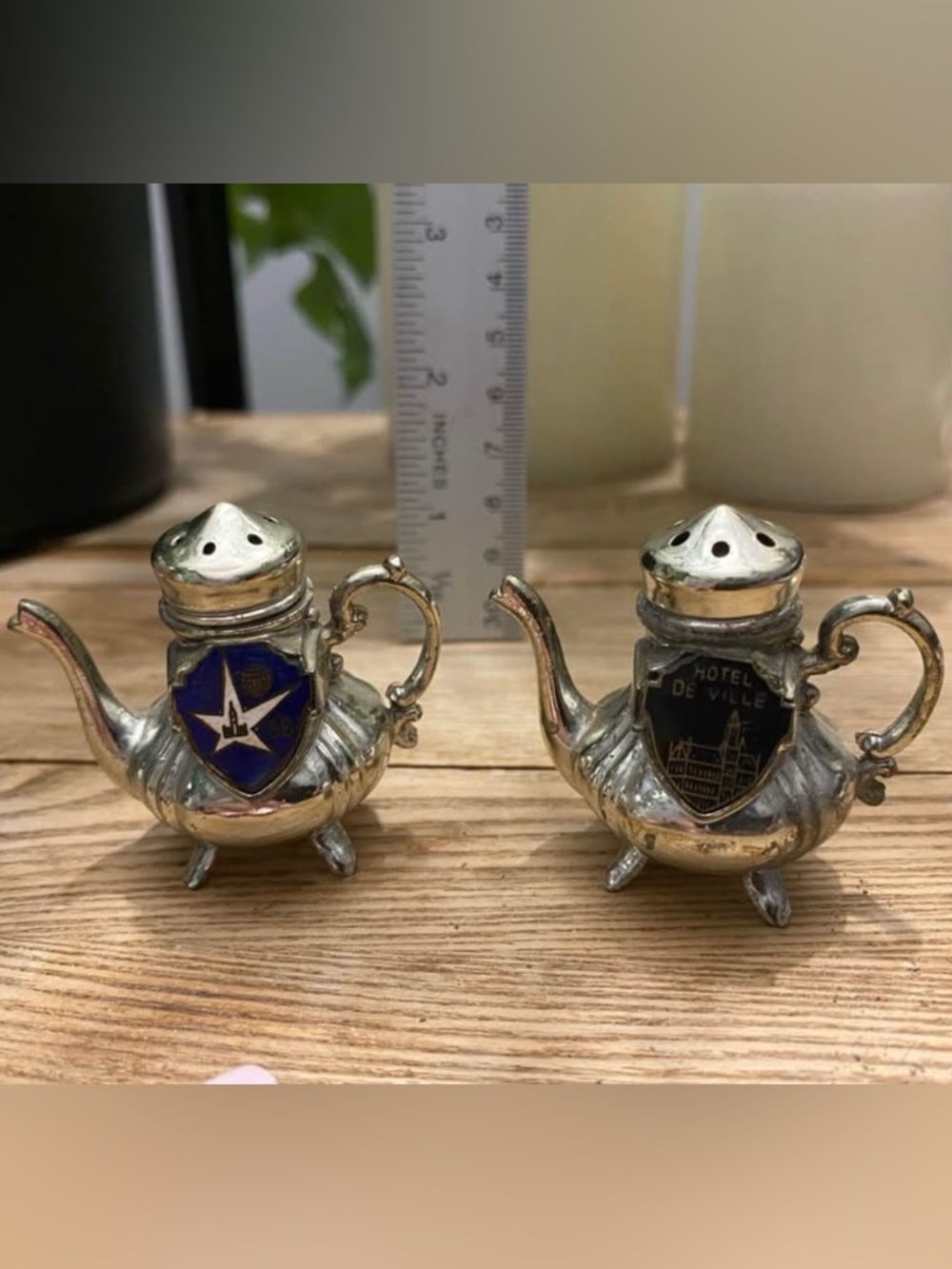 Vintage Silver Plated Brussels Teapot Salt & Pepper Shakers - Swan T Hallmark